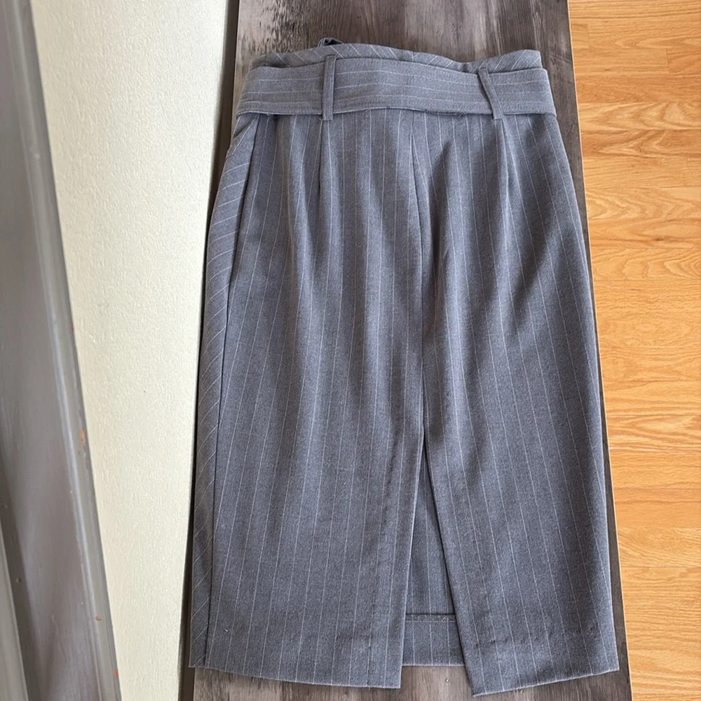 Arden B. Gray PinstripePencil Skirt With Bow Belt Size 2